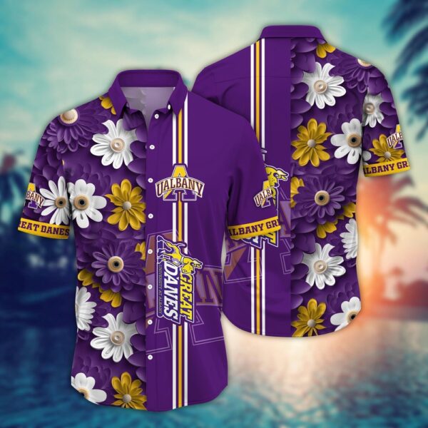 NCAA Albany Great Danes Hawaiian Shirt Floral Style For Big Fan