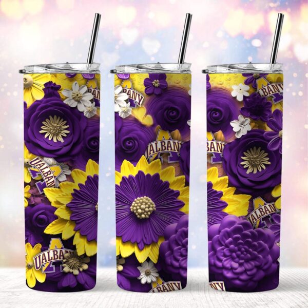 NCAA Albany Great Danes Skinny Tumbler Beverage Blissful Moments