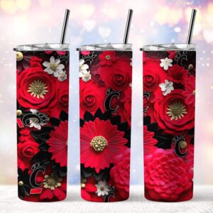 NCAA Cincinnati Bearcats Skinny Tumbler Beverage Blissful Moments 1