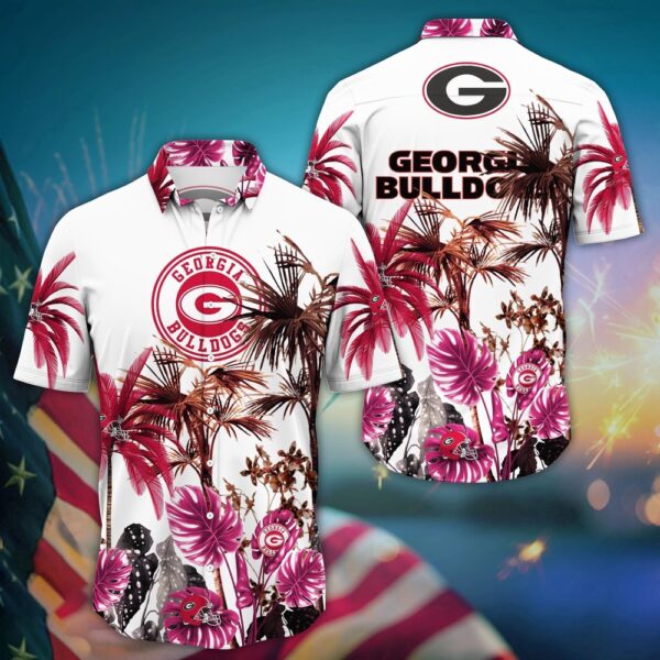 NCAA Georgia Bulldogs Hawaiian Shirt College Cool in Floral For Fans