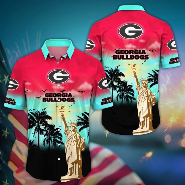 NCAA Georgia Bulldogs Hawaiian Shirt Island Huddle NCAA Floral Edition For Sports Enthusiasts