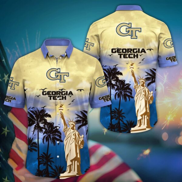 NCAA Georgia Tech Yellow Jackets Hawaiian Shirt College Bloom Burst For Sports Enthusiasts