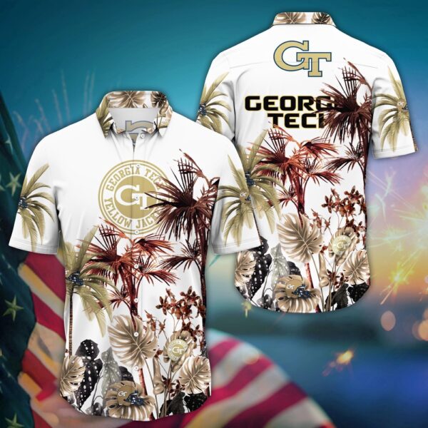 NCAA Georgia Tech Yellow Jackets Hawaiian Shirt Wave The Colors For Fans