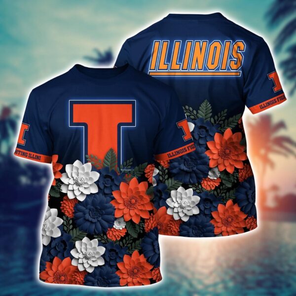 NCAA Illinois Fighting Illini 3D T-Shirt Champion Bliss Parade For Sports Fans