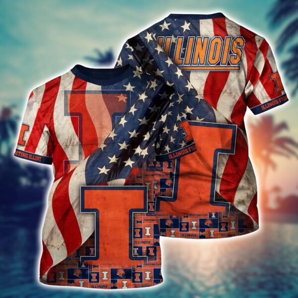 NCAA Illinois Fighting Illini 3D T-Shirt Glamorous Fashion Bliss