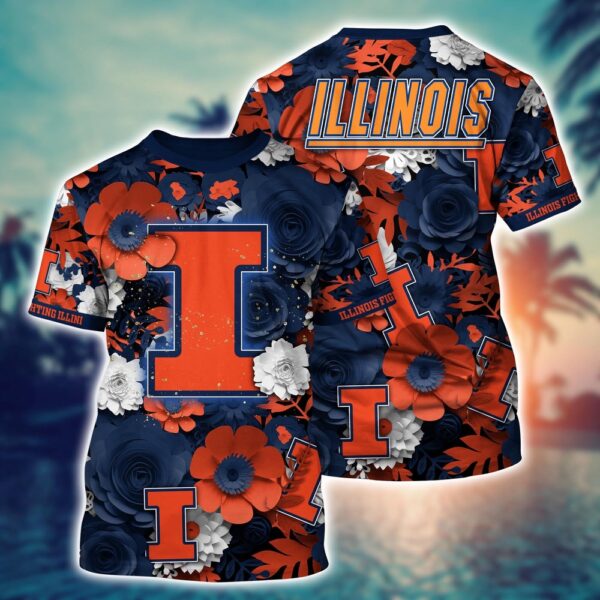 NCAA Illinois Fighting Illini 3D T-Shirt Glamorous Tee Layers For Sports Fans