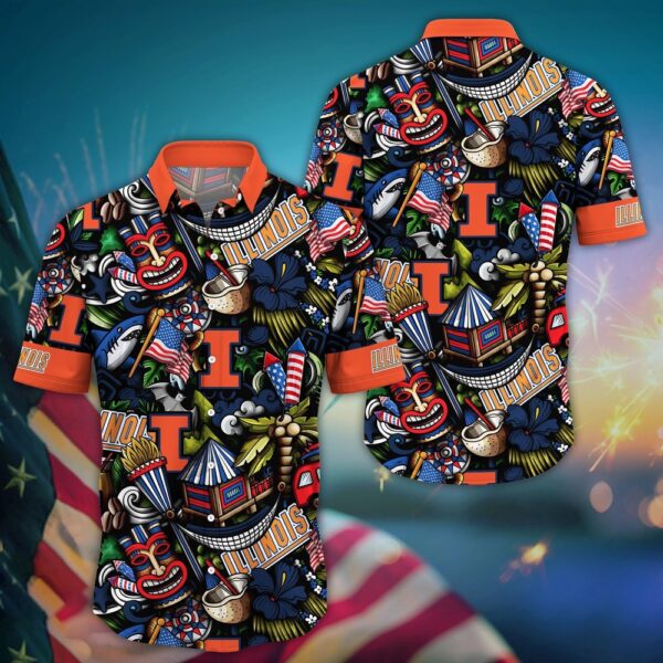 NCAA Illinois Fighting Illini Hawaiian Shirt Cheer Squad Chic For Sports Enthusiasts