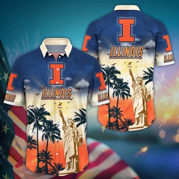 NCAA Illinois Fighting Illini Hawaiian Shirt College Bloom Burst For Sports Enthusiasts