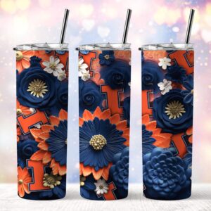 NCAA Illinois Fighting Illini Skinny Tumbler Beverage Blissful Moments 1