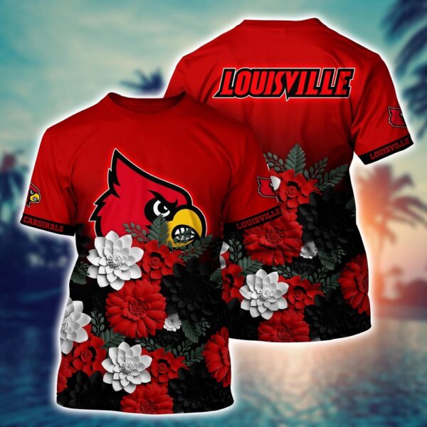 NCAA Louisville Cardinals 3D T-Shirt Casual Elegance Bliss For Sports Fans