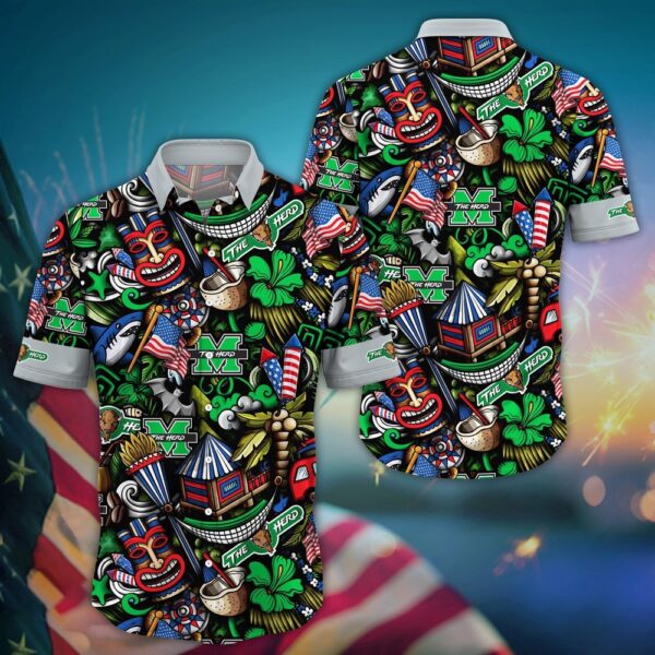 NCAA Marshall Thundering Herd Hawaiian Shirt Cheer Squad Chic For Sports Enthusiasts