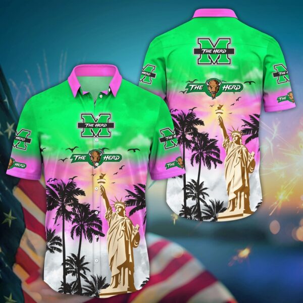 NCAA Marshall Thundering Herd Hawaiian Shirt College Bloom Burst For Sports Enthusiasts