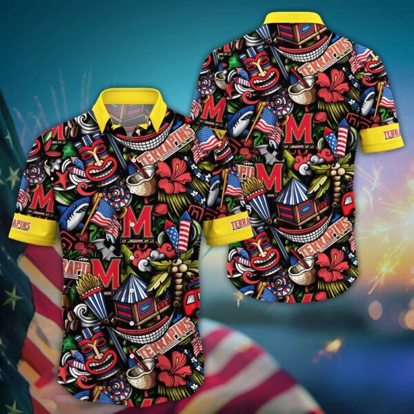 NCAA Maryland Terrapins Hawaiian Shirt Cheer Squad Chic For Sports Enthusiasts