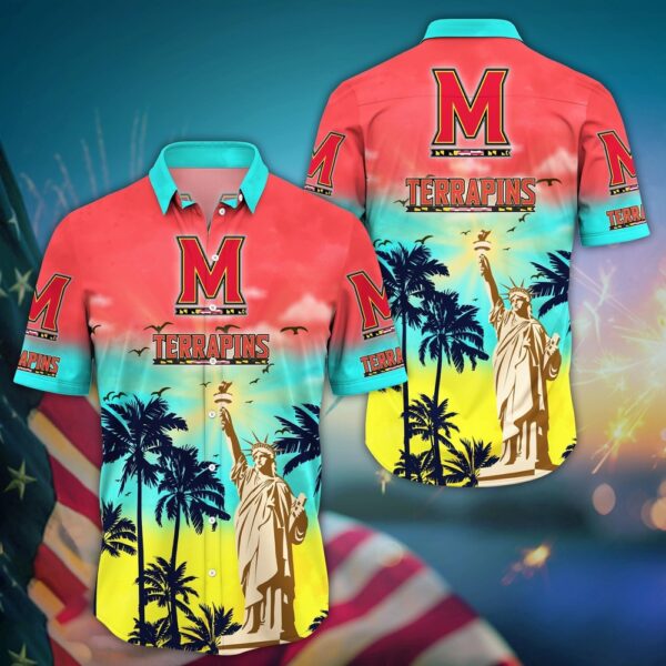 NCAA Maryland Terrapins Hawaiian Shirt College Bloom Burst For Sports Enthusiasts