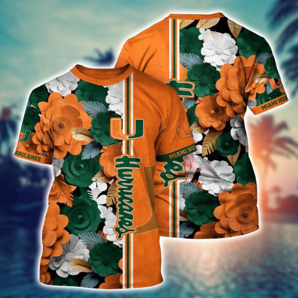 NCAA Miami Hurricanes 3D T-Shirt Chic Blissful Tee For Sports Fans