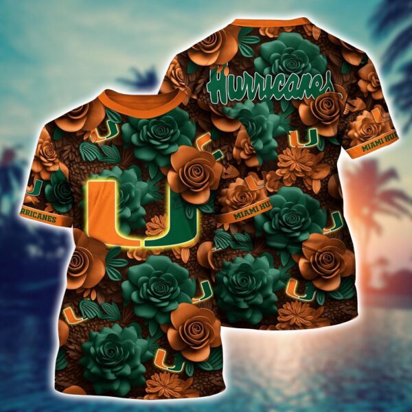 NCAA Miami Hurricanes 3D T-Shirt Comfort Fusion Chic For Sports Fans