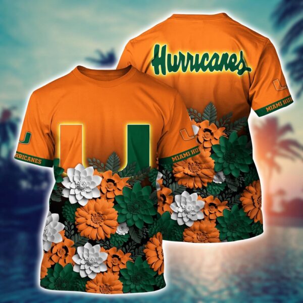 NCAA Miami Hurricanes 3D T-Shirt Sleek Streetwear Vibes For Sports Fans