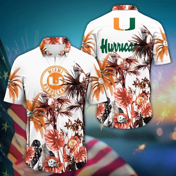 NCAA Miami Hurricanes Hawaiian Shirt College Cool in Floral For Fans