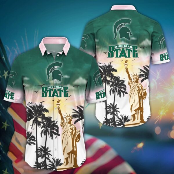 NCAA Michigan State Spartans Hawaiian Shirt Island Huddle NCAA Floral Edition For Sports Enthusiasts