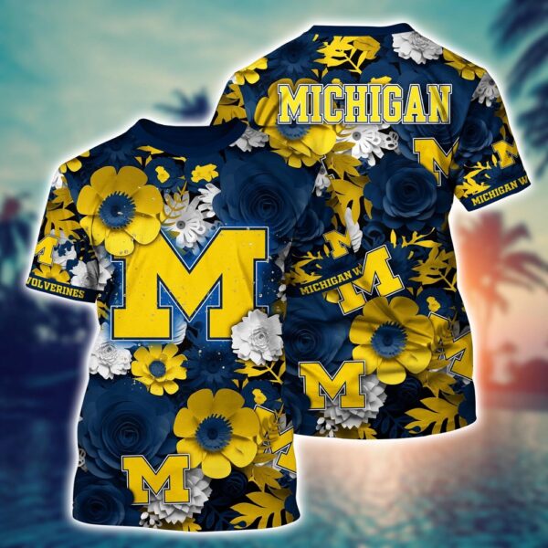 NCAA Michigan Wolverines 3D T-Shirt Fashion Aura Chic For Sports Fans