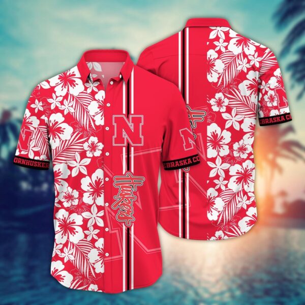 NCAA Nebraska Cornhuskers Hawaiian Shirt Floral Fanfare For Big Fan