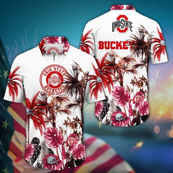 NCAA Ohio State Buckeyes Hawaiian Shirt College Cool in Floral For Fans