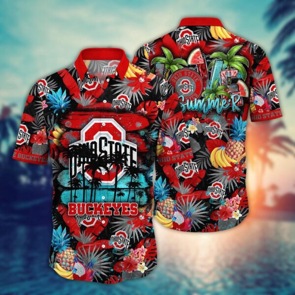 NCAA Ohio State Buckeyes Hawaiian Shirt Floral Fashion For Big Fan