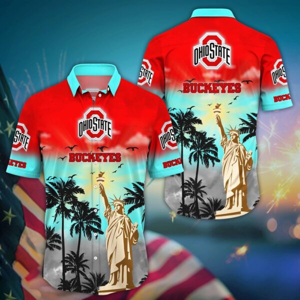 NCAA Ohio State Buckeyes Hawaiian Shirt Island Huddle NCAA Floral Edition For Sports Enthusiasts