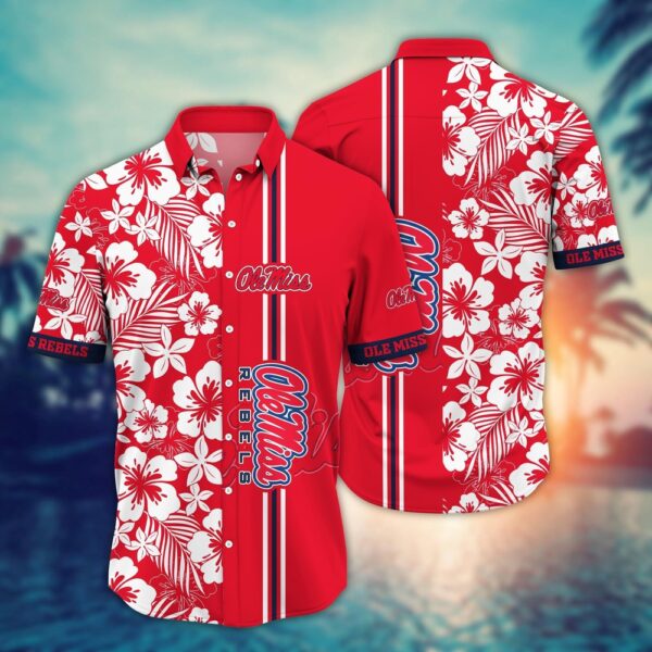 NCAA Ole Miss Rebels Hawaiian Shirt Floral Fanfare For Big Fan