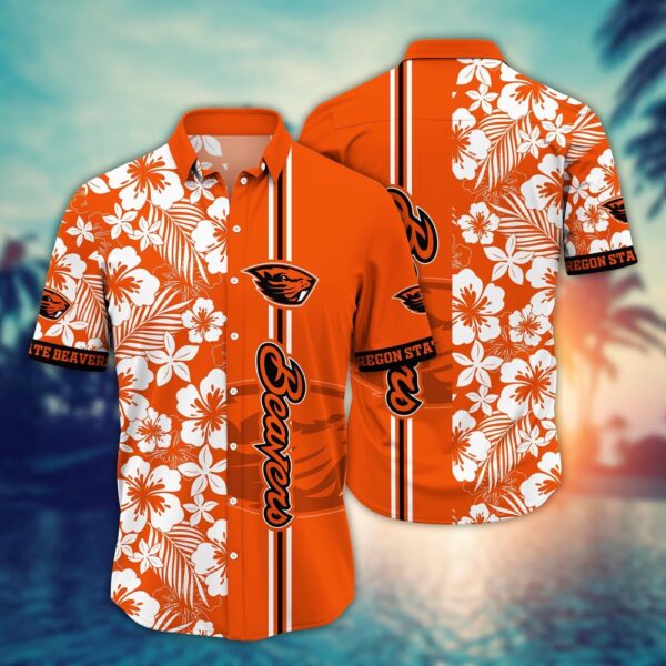 NCAA Oregon State Beavers Hawaiian Shirt Floral Fanfare For Big Fan