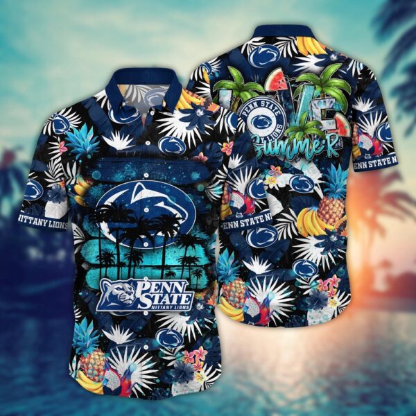 NCAA Penn State Nittany Lions Hawaiian Shirt Floral Fashion For Big Fan