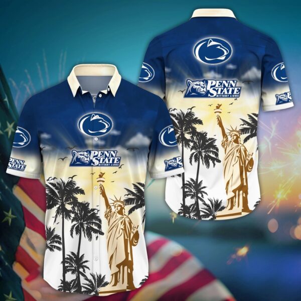 NCAA Penn State Nittany Lions Hawaiian Shirt Island Huddle NCAA Floral Edition For Sports Enthusiasts