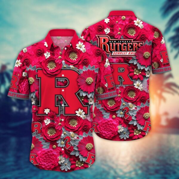 NCAA Rutgers Scarlet Knights Hawaiian Shirt Blossom Bliss Parade For Big Fan