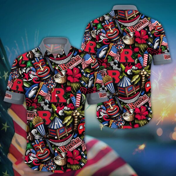 NCAA Rutgers Scarlet Knights Hawaiian Shirt Cheer Squad Chic For Sports Enthusiasts