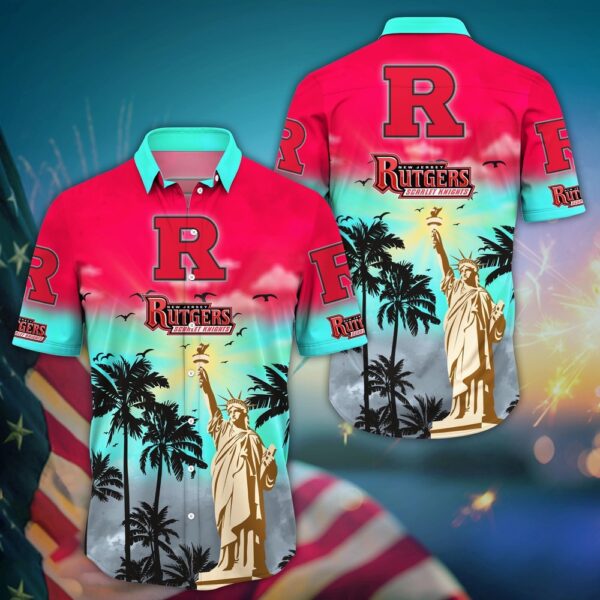 NCAA Rutgers Scarlet Knights Hawaiian Shirt College Bloom Burst For Sports Enthusiasts