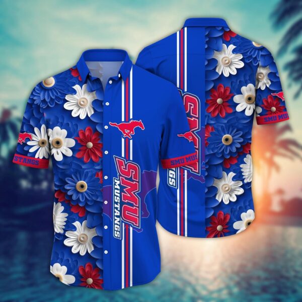 NCAA SMU Mustangs Hawaiian Shirt Floral Style For Big Fan