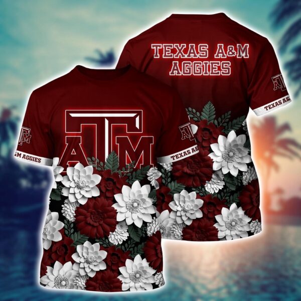 NCAA Texas A&ampM Aggies 3D T-Shirt Casual Elegance Bliss For Sports Fans