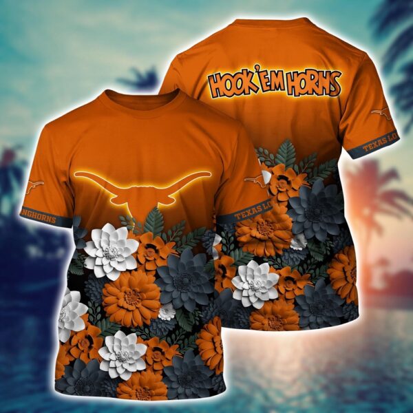 NCAA Texas Longhorns 3D T-Shirt Casual Elegance Bliss For Sports Fans