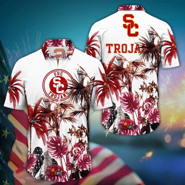 NCAA USC Trojans Hawaiian Shirt College Cool in Floral For Fans