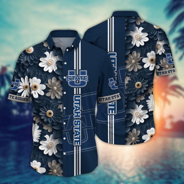 NCAA Utah State Aggies Hawaiian Shirt Floral Style For Big Fan