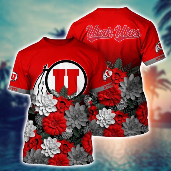 NCAA Utah Utes 3D T-Shirt Casual Elegance Bliss For Sports Fans