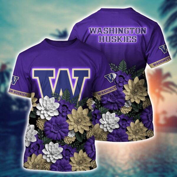 NCAA Washington Huskies 3D T-Shirt Sleek Streetwear Vibes For Sports Fans