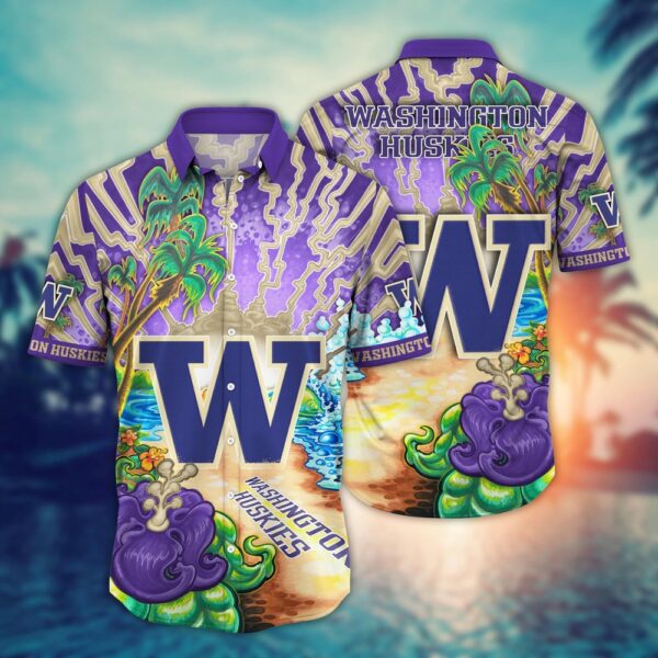 NCAA Washington Huskies Hawaiian Shirt Tropical Elegance For Big Fan