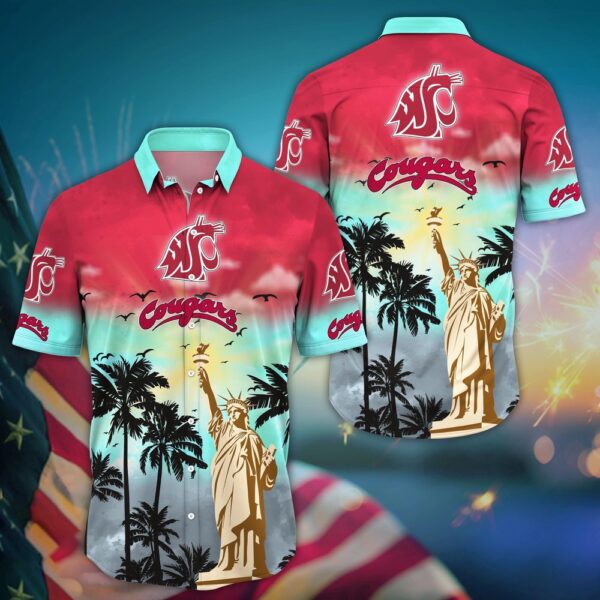 NCAA Washington State Cougars Hawaiian Shirt Island Huddle NCAA Floral Edition For Sports Enthusiasts