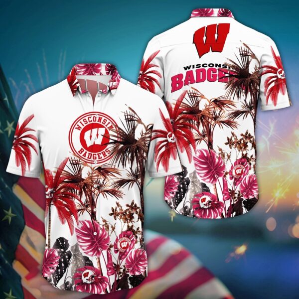 NCAA Wisconsin Badgers Hawaiian Shirt College Cool in Floral For Fans