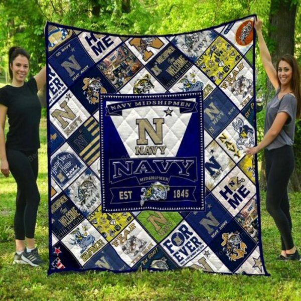 Navy Midshipmen Quilt Blanket Varsity Elegance Comfort