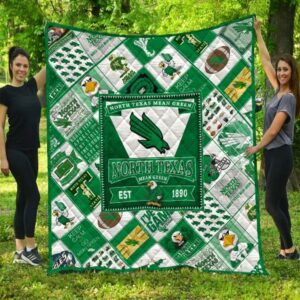 Nort Texas Mean Green Quilt Blanket Serene Varsity Getaway 1