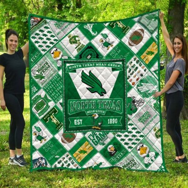 Nort Texas Mean Green Quilt Blanket Serene Varsity Getaway