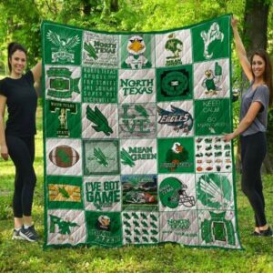 North Texas Mean Green Quilt Blanket Varsity Elegance Comfort 1