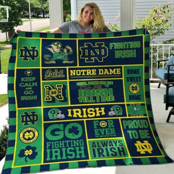 Notre Dame Fighting Irish Quilt Blanket Collegiate Style Cozy